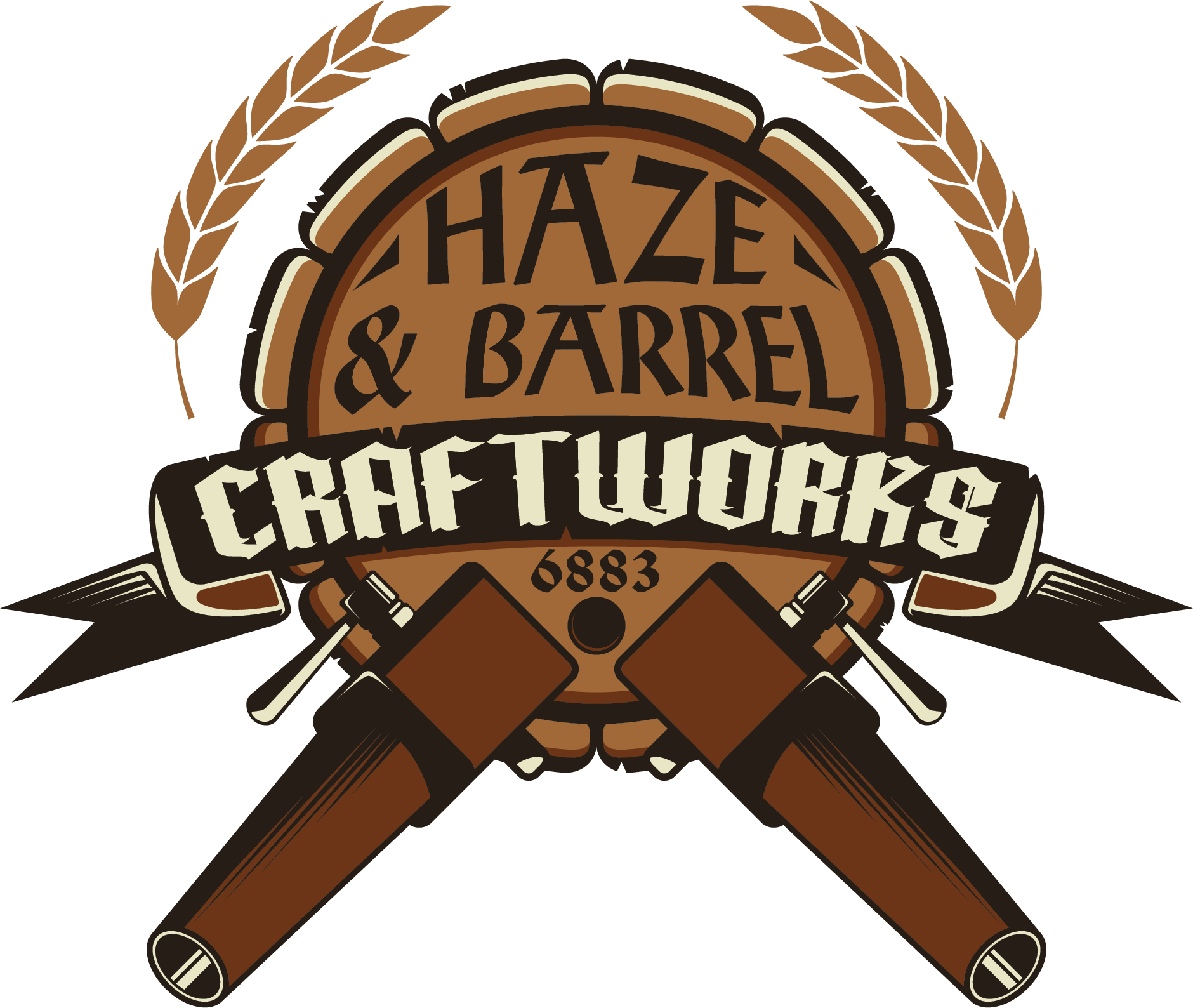 Haze & Barrel Craftworks crest, barrel number 6883